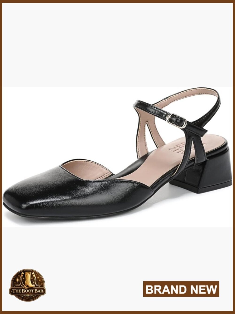 Strappy Square Toe Block Heel Pump with Cushioning